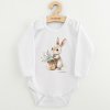 Dětské body s potiskem New Baby Králíček s květinkami - vel. 86 (12-18m)
