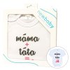 Body s potiskem New Baby máma plus táta rovná se JÁ - dárkové balení - vel. 50