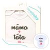 Body s potiskem New Baby máma plus táta rovná se JÁ - dárkové balení - vel. 86 (12-18m)