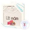 Body s potiskem New Baby Už mám 1 rok růžové - dárkové balení - vel. 80 (9-12m)