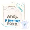 Body s potiskem New Baby Ahoj, já jsem tady nový - dárkové balení - vel. 62 (3-6m)