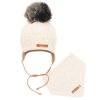 Podzimní kojenecká čepička s šátkem na krk New Baby Special One béžová - vel. 80 (9-12m)