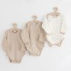 Kojenecké celorozepínací body New Baby Classic II Uni 3ks béžové - vel. 68 (4-6m)
