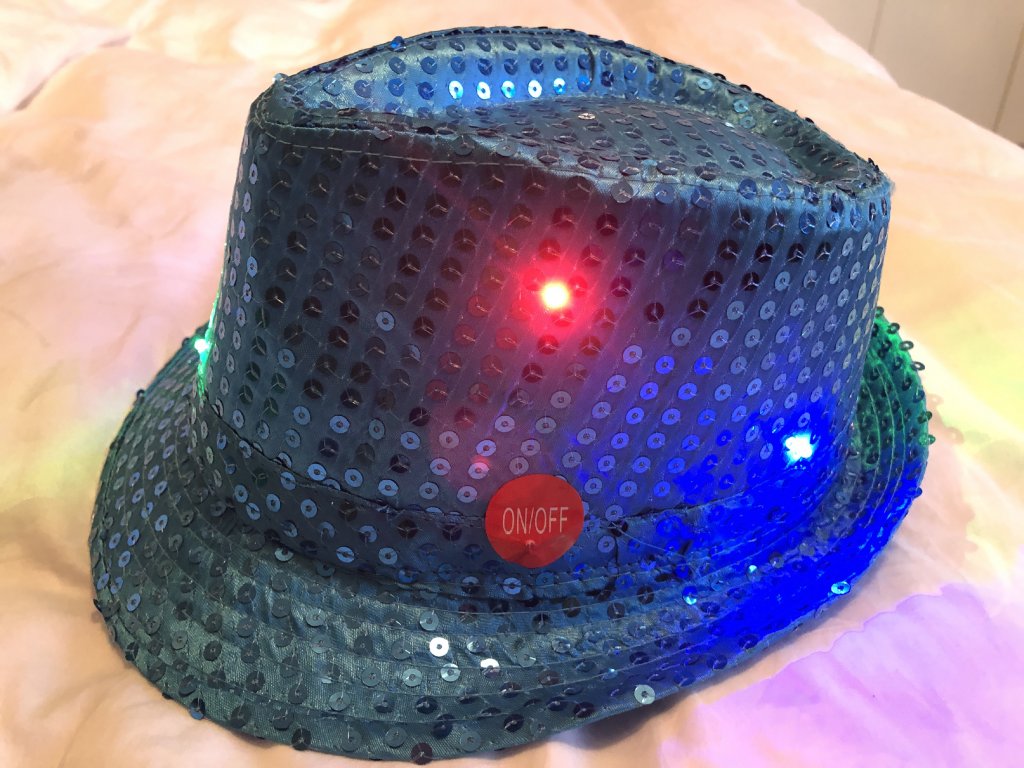 SAWAN Svíticí Klobouk čepice s LED světlem na karneval Modrá