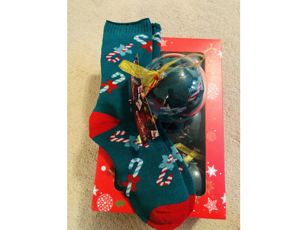 Vánoční ozdoba - Koule s ponožkou - vánoce