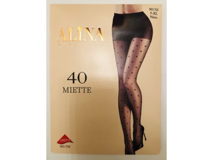 Punčochové černé kalhoty s puntíky MIETTE 40 vel.5 - XL