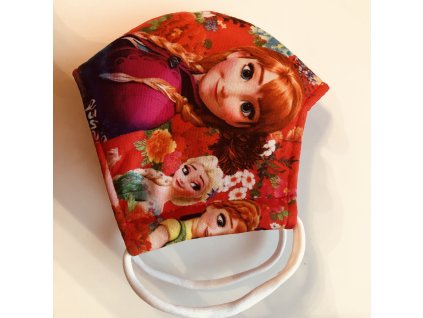 Rouška dětská Frozen Anna a Elsa DVOUVRSTVÁ