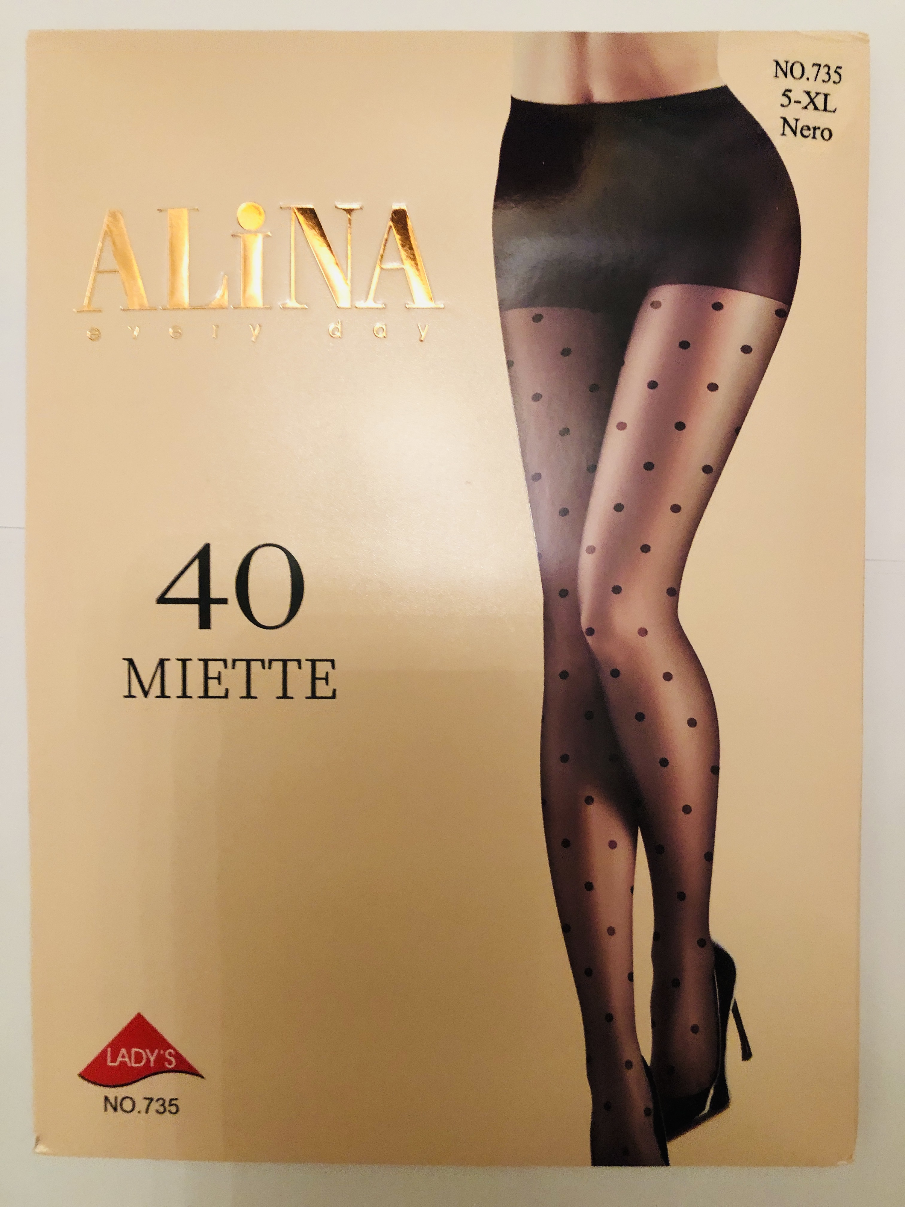 Alina Punčochové černé kalhoty s puntíky MIETTE 40 vel.5 - XL