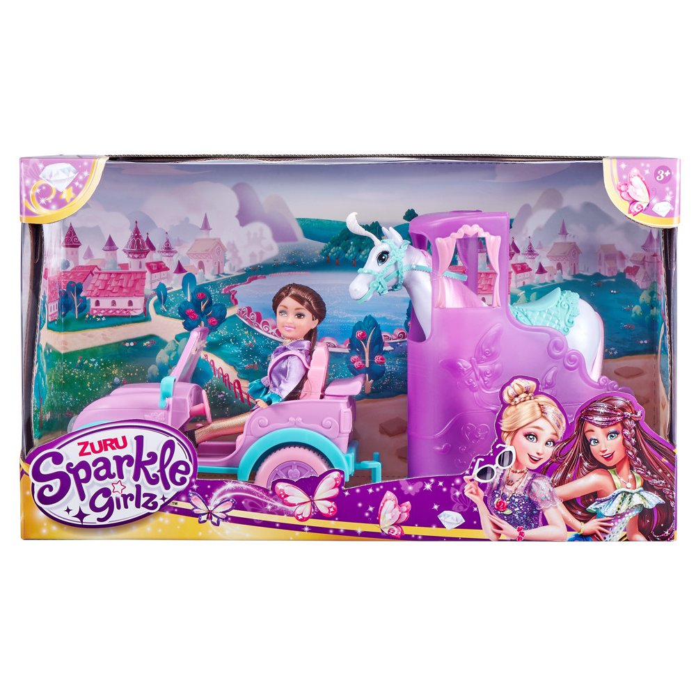 Alltoys Panenka Sparkle Girlz s jeepem a přívěsem s koněm