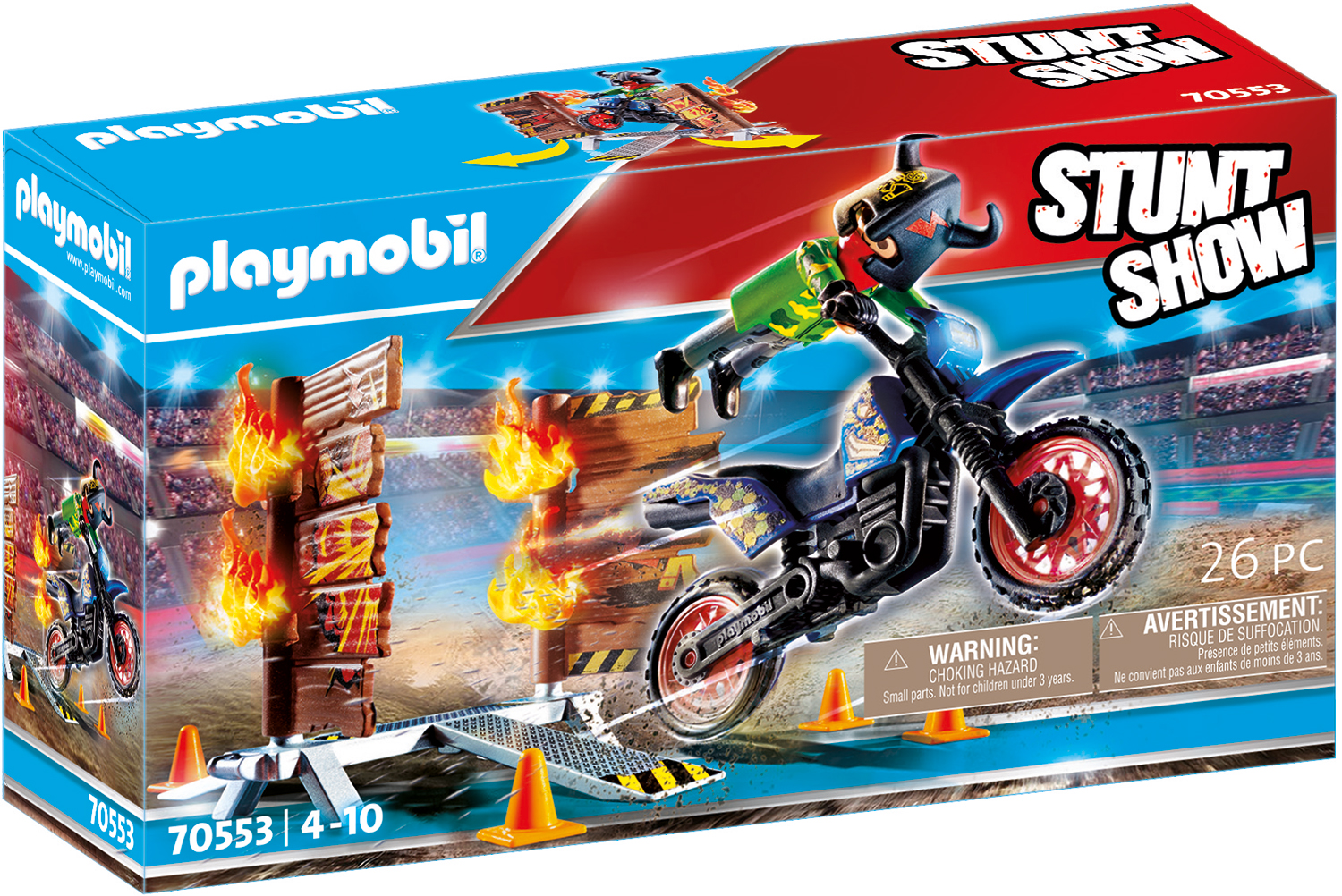 Playmobil Stunt show 70553 Kaskadérská show Motorka s ohnivou stěnou