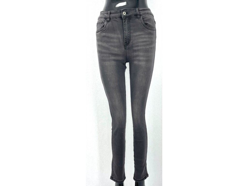Dámské slim-fit džíny s designovým zadním zipem Toxik - šedé