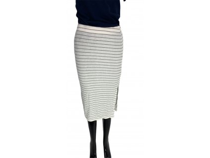 Dámská sukně z umělého hedvábí, SADIE & SAGE, bílá barva, proužky