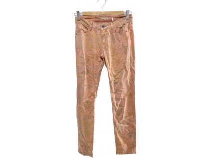 Dámské kalhoty s motivem listů, JAGGY, růžová barva