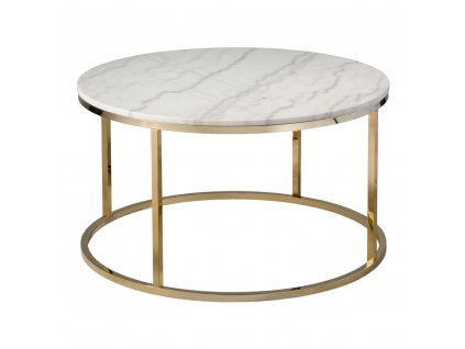 Bílý mramorový konferenční stolek s podnožím ve zlaté barvě RGE Accent, ? 85 cm