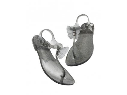 ZHOELALA, tmavě šedé sandály s motýlem, zl-bf01 glitter black