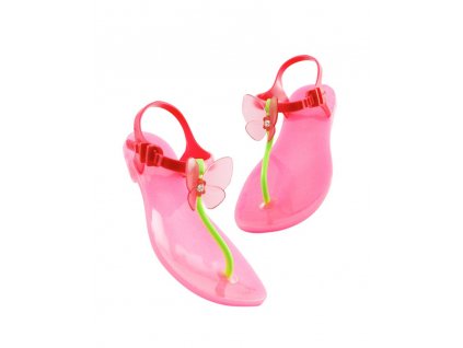 ZHOELALA, zeleno - růžové sandály s motýlem, ZL-BF04