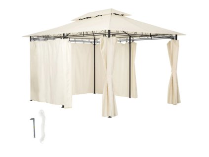 Zahradní altán luxusní Emine 4x3m se 6 bočními stěnami krémová