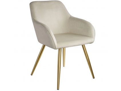 Židle Marilyn sametový vzhled zlatá krémová/zlatá