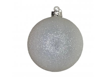Vánoční koule glitter 12 cm - bílá - 3 ks