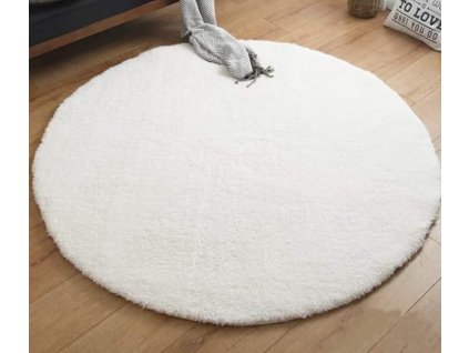 Liveinu kulatý koberec do obývacího pokoje s vysokým vlasem 120 cm, bílý