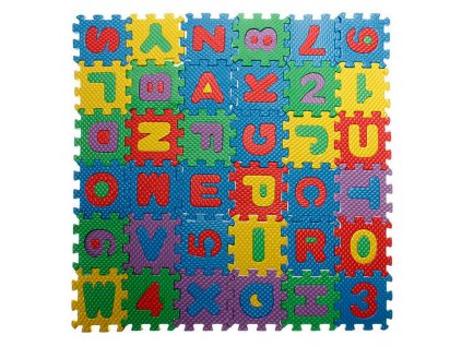 Barevné pěnové puzzle - abeceda a číslice - 5 x 5 cm