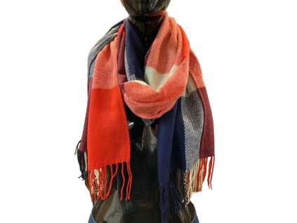Kostkovaná šála s třásněmi