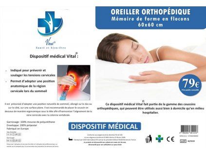 Vital Flake Memory Medical Device Polštář 60X60 cm