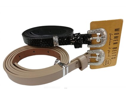 Pásek béžový+černý lesklý