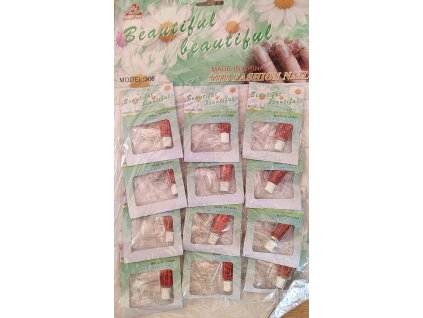 Sada čirých umělých nehtů s lepidlem 12 balení