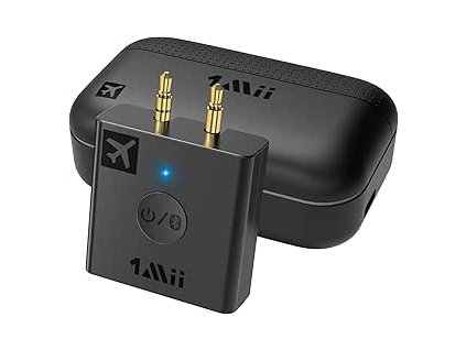1Mii Letadlo Bluetooth 5.3 adaptér pro sluchátka, doba hraní 30 hodin bezdrátový audio vysílač s nabíjecím pouzdrem pro použití v letadlech, fitness studiích, herních konzolích