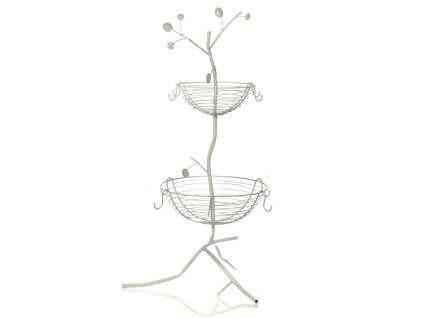 Ozdobny stojak z pojemnikami DOUBLE, Biały, 19 cm x 26 cm 68 cm