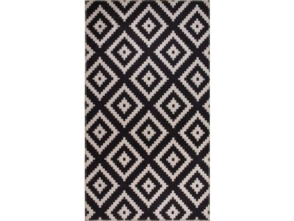 Koberec Rhombus, pratelný, syntetický, bez vlasu, černobílý, 80x150 cm