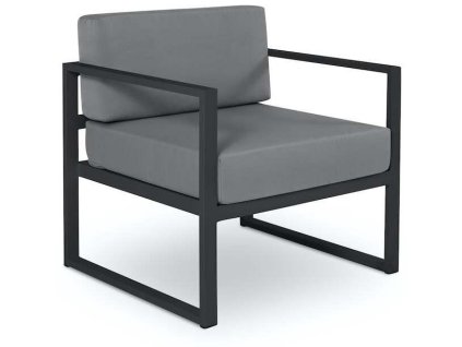 Calme Jardin Nicea, šedé venkovní křeslo v černém rámu