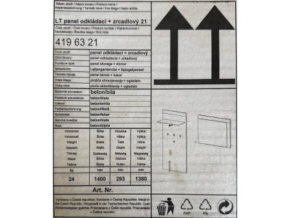 LT panel odkládací + zrcadlový 21 beton/bílá