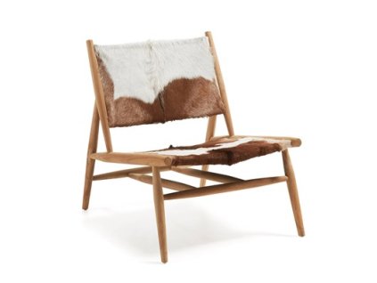 Židle Ike Teak se sedákem z kozí kůže