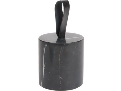 Volně stojící zarážka dveří s úchytkou, přírodní mramor, výška 9 cm, černá