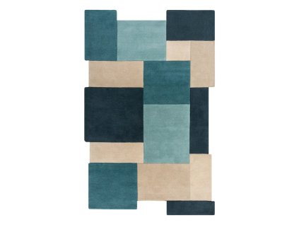 Koberec Abstract Collage modrý/béžový 200 x 290 cm  Rozbale(v)no, může být lehce zašpiněné - lze vyčistit