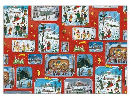 Balicí papír vánoční role klasik LADA 100x70 cm