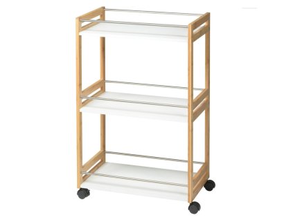 Kuchyňský vozík EVERETT - bambus/bílá- sestavené