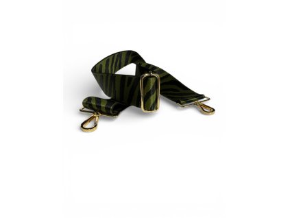 Popruh na tašku černo-zelený, design zebra