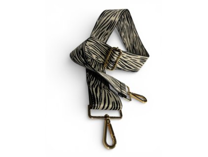 Popruh na tašku černo-béžový, design zebra