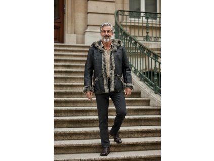 Pánský kožich z pravé kůže velikost 52