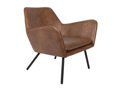 Křeslo Bon z imitace kůže, hnědé
