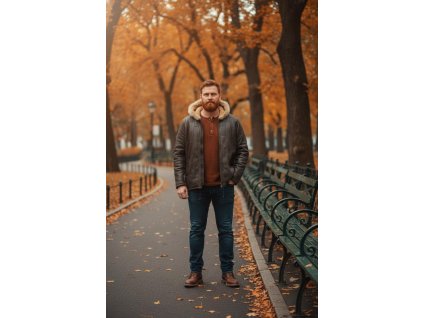 Pánský kožich z pravé kůže velikost 52