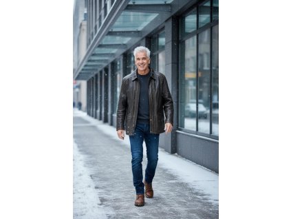 Pánský kožich z pravé kůže velikost 52