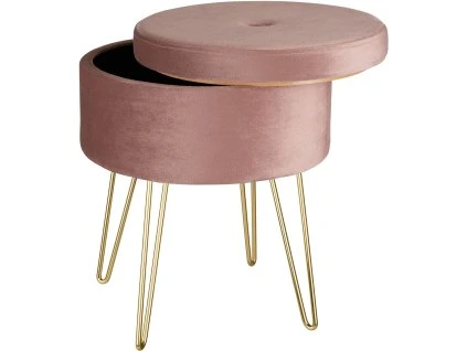 Taburet s úložným prostorem Ava růžová