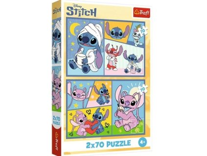 Puzzle Se Stitchem není nuda 2v1 2x70 dílků