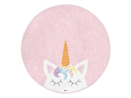 Dětský koberec Sleeping Unicorn ø 120 cm růžový