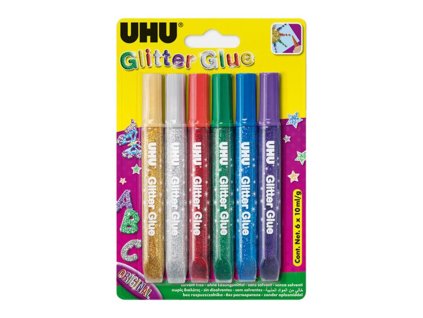 Lepidlo třpytivé UHU Glitter Glue Original, sada 6x10 ml