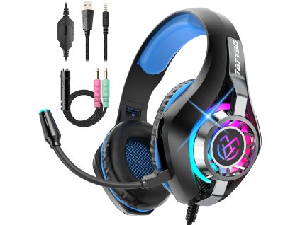 Herní sluchátka s mikrofonem — hluboké basy pro PS4/PS5/Xbox One/Switch/PC